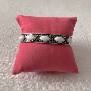 Cuff Bracelet with White Acrylic Stones